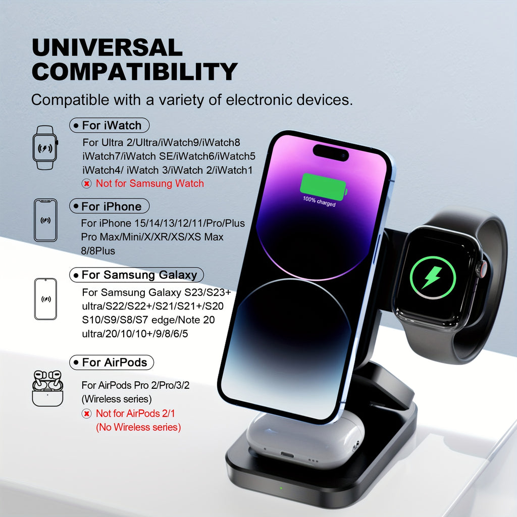 Nexora TriCharge 3-in-1 Wireless Charging Station