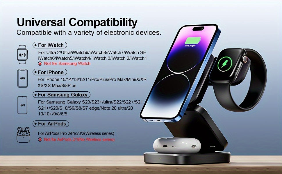 Nexora TriCharge 3-in-1 Wireless Charging Station