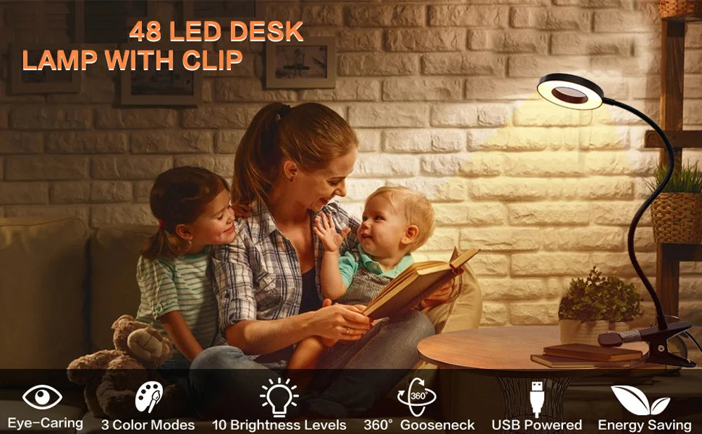 Nexora GL48 LED Desk Lamp — Clip-On Gooseneck Reading Light