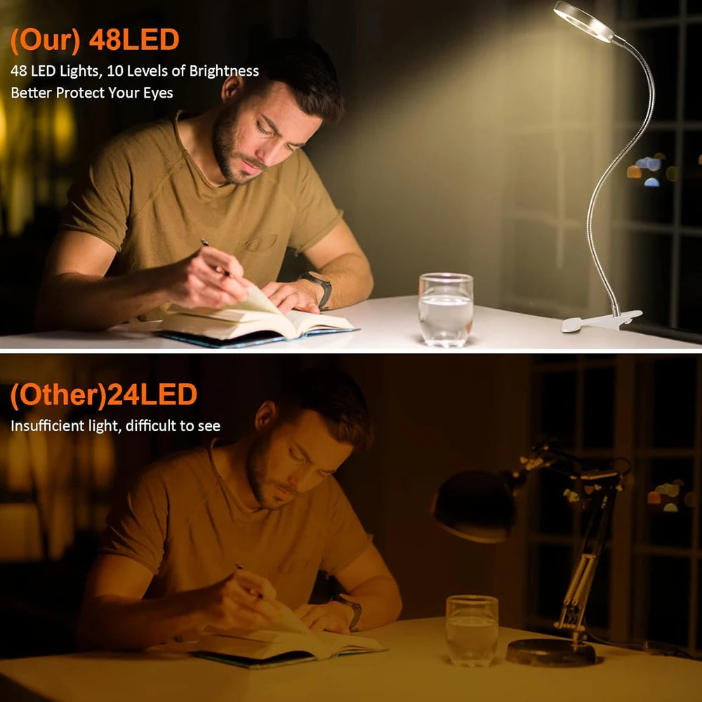Nexora GL48 LED Desk Lamp — Clip-On Gooseneck Reading Light