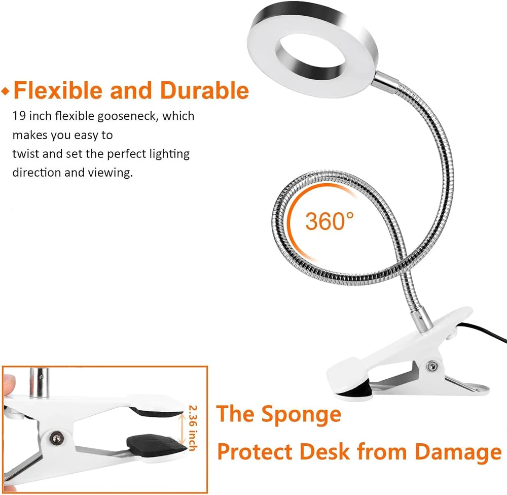 Nexora GL48 LED Desk Lamp — Clip-On Gooseneck Reading Light