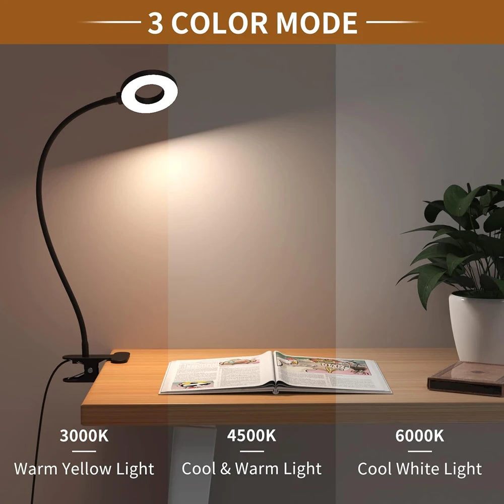 Nexora GL48 LED Desk Lamp — Clip-On Gooseneck Reading Light